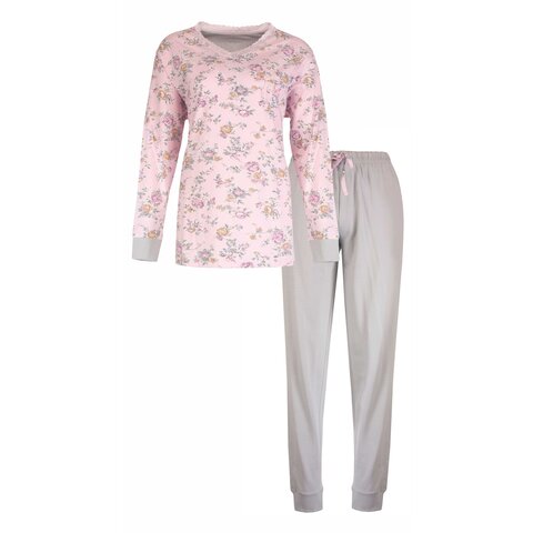 Tenderness Dames Pyjama Set - Lange Mouwen - Katoen - Roze