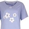 Tenderness Dames Nachthemd Slaapkleedje - Bloemenprint - 100% Gekamde Katoen - Licht Blauw