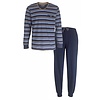 Paul Hopkins Heren Pyjama Set - Strepen Dessin -  100% Gekamde Katoen - Donker Blauw