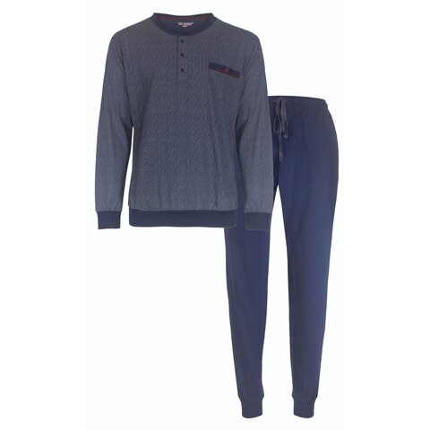 Paul Hopkins - Heren  Pyjama - Geprint Dessin -  100% Katoen - Blauw