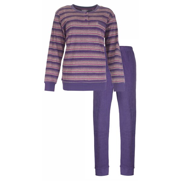 Tenderness Tenderness-Dames Pyjama-Badstof-Gestreept Dessin-Paars.