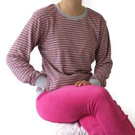 Tenderness Tenderness-Dames Pyjama-Badstof-Gestreept Dessin-Rose.