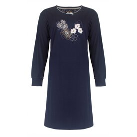 Medaillon Medaillon Dames Nachthemd - Katoen - Navy Blauw.