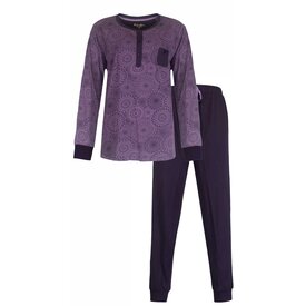 Medaillon Medaillon Dames Pyjama - Katoen - Polo Sluiting - Paars