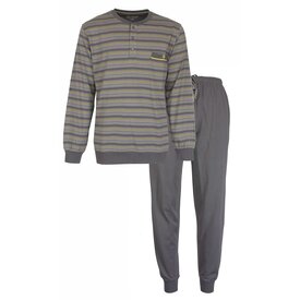 Paul Hopkins Paul Hopkins - Heren  Pyjama -Gestreept - Polo sluiting - Grijs.