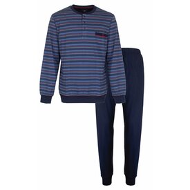 Paul Hopkins Paul Hopkins - Heren  Pyjama -Gestreept - Polo sluiting - Blauw.