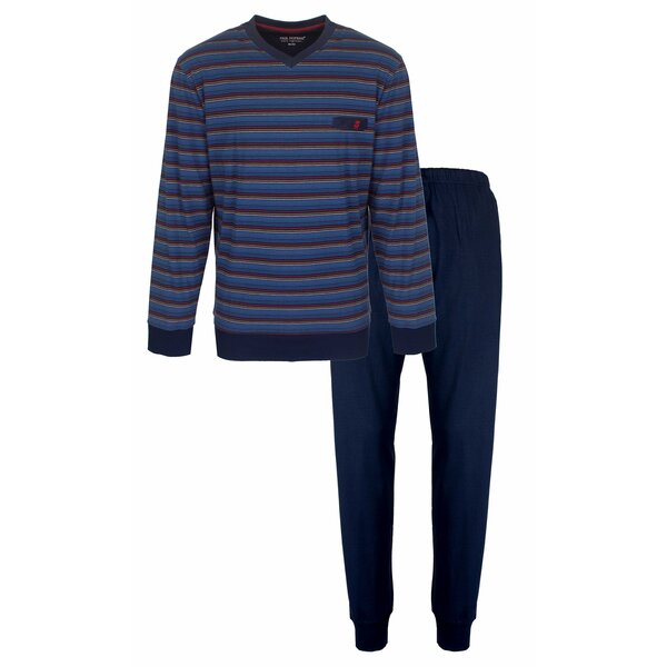 Paul Hopkins Paul Hopkins - Heren  Pyjama - Gestreept Dessin - Navy Blauw.