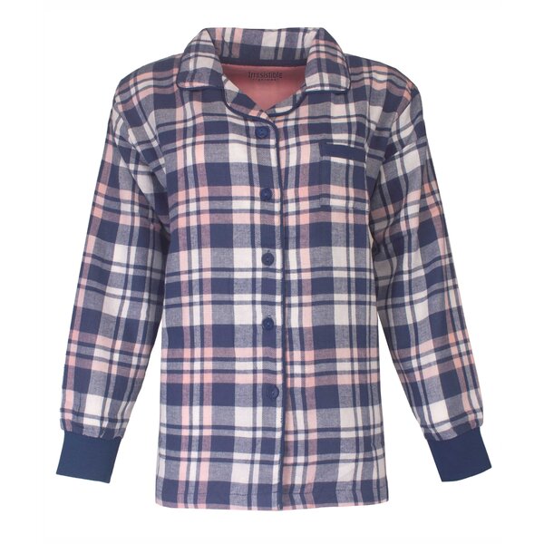 Irresistible Irresistible  - Mix  & Match - Dames Pyjama Top -  Doorknoop Top - Geruit - Flannel - 100 % Katoen.