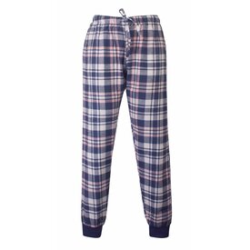 Irresistible Irresistible  - Mix  & Match - Dames Pyjama Broek -  Geruit - Flannel Boorden Blauw  - 100 % Katoen.