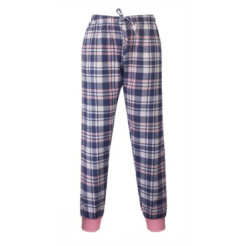Irresistible  - Mix  & Match - Dames Pyjama Broek -  Geruit - Flannel Boorden Rose  - 100 % Katoen.
