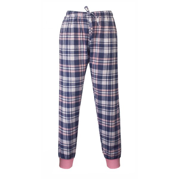 Irresistible Irresistible  - Mix  & Match - Dames Pyjama Broek -  Geruit - Flannel Boorden Rose  - 100 % Katoen.