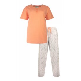 Tenderness Tenderness Dames Pyjama - Katoen - Polo Sluiting - Oranje