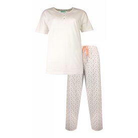 Tenderness Tenderness Dames Pyjama - Katoen - Polo Sluiting - Wit
