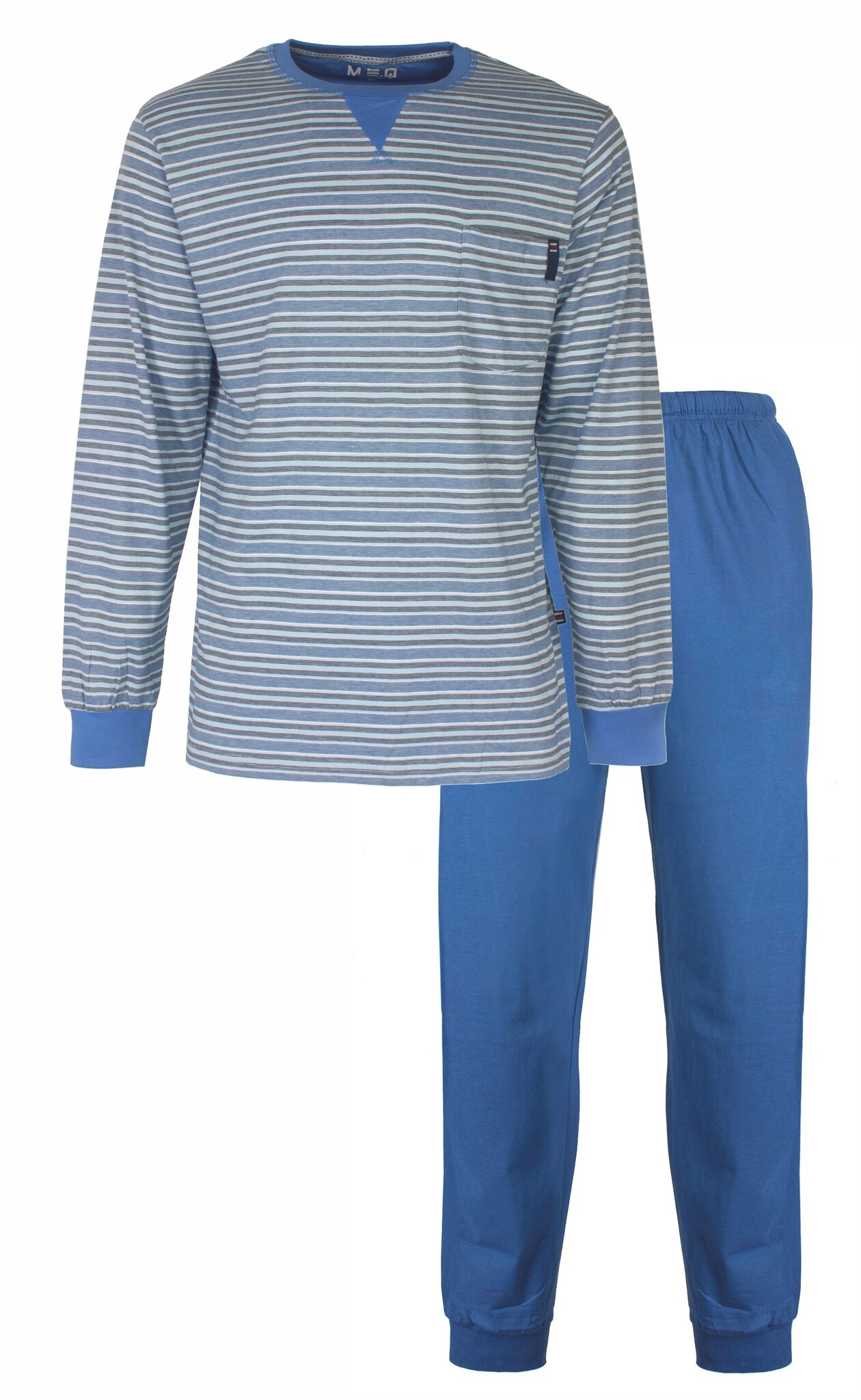 MEQ Heren Pyjama gestreept Blauw MEPYH1802A Pyjamaonline