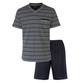Paul Hopkins Paul Hopkins Heren Shortama - Pyjama Set - Gestreept - Groen/Blauw