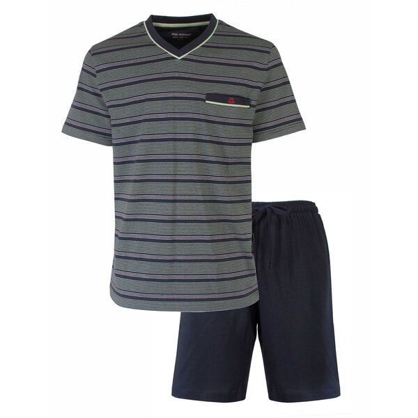 Paul Hopkins Paul Hopkins Heren Shortama - Pyjama Set - Gestreept - Groen/Blauw