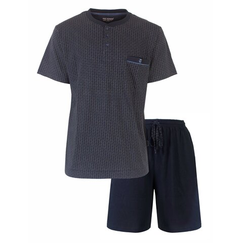 Paul Hopkins Heren Shortama - Pyjama Set - Geprint Dessin - Blauw