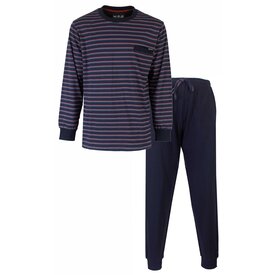 MEQ MEQ Heren Pyjama - Gestreept Dessin - Ronde Hals - Blauw