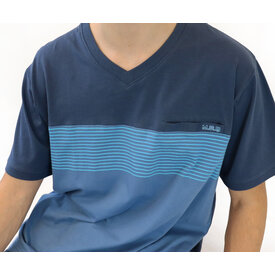 MEQ MEQ Heren Shortama - Pyjama Set - V Hals - Donker Blauw