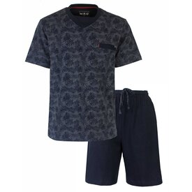 MEQ MEQ Heren Shortama - Pyjama Set - V Hals - Donker Blauw