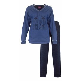 Irresistible Irresistible Dames Pyjama - Katoen - V Hals - Blauw