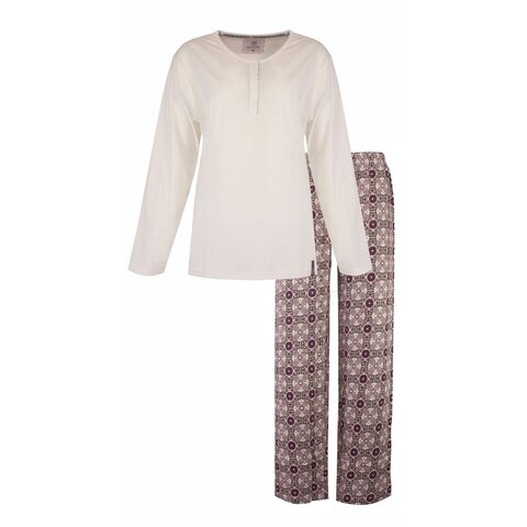Irresistible Dames Pyjama - Katoen - Polo Sluiting - Wit