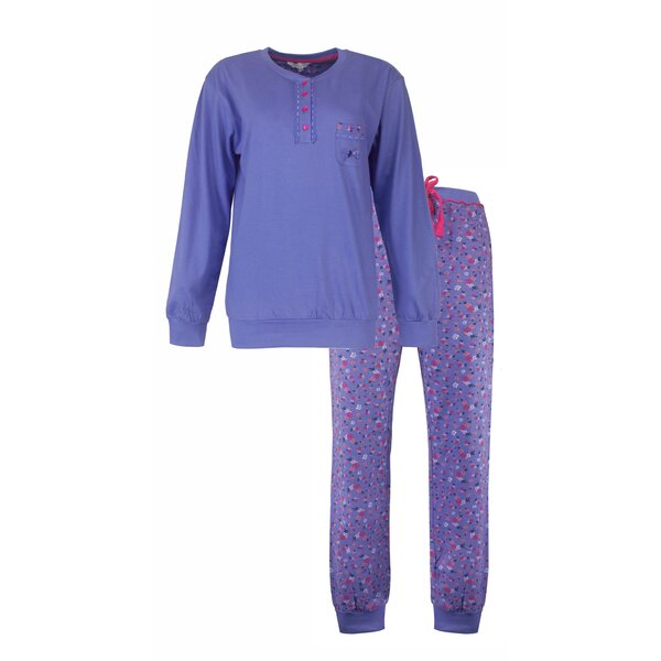Tenderness Tenderness Dames Pyjama - Katoen - Polo Sluiting - Blauw