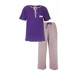 Tenderness Tenderness Dames Pyjama - 100% Gekamde Katoen - Paars