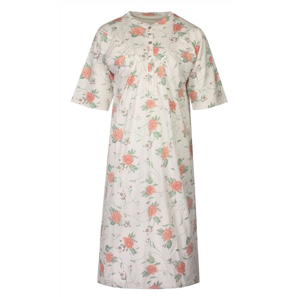 Tenderness Tenderness Dames Nachthemd - Korte Mouwen - Beige