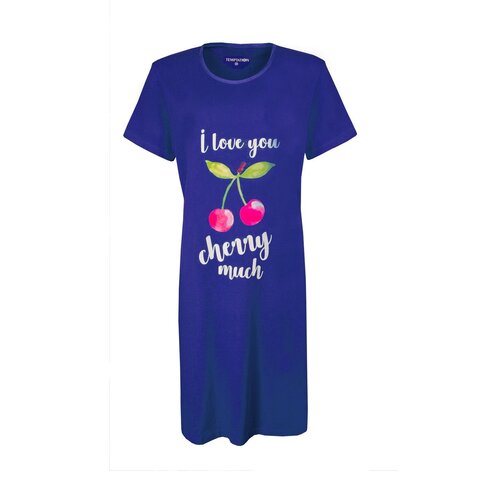 Temptation Dames Nachthemd - Bigshirt - 100% Katoen - Blauw