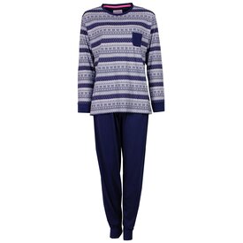 Irresistible Irresistible  Dames Pyjama  - Lange Mouwen - Winterse Print - Blauw.