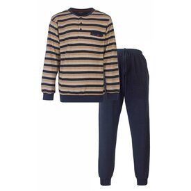 Paul Hopkins Paul Hopkins Heren Pyjama - Badstof - Gestreept - Blauw/Beige