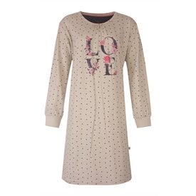 Tenderness Tenderness Dames Nachthemd - Lange Mouw - Ronde Hals - Beige.