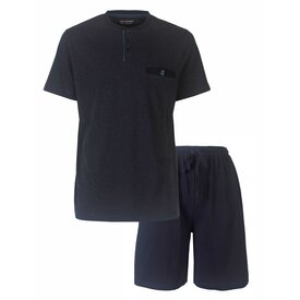 Paul Hopkins Paul Hopkins Heren Shortama - Pyjama Set - Polo Sluiting - Donker Blauw