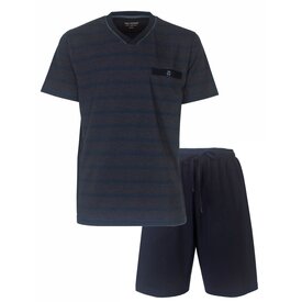 Paul Hopkins Paul Hopkins Heren Shortama  - Pyjama Set - Gestreept Dessin - Blauw