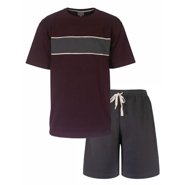 MEQ SAH40006B MEQ Heren Shortama  100% Katoen Interlock Bordeaux - Grijs.