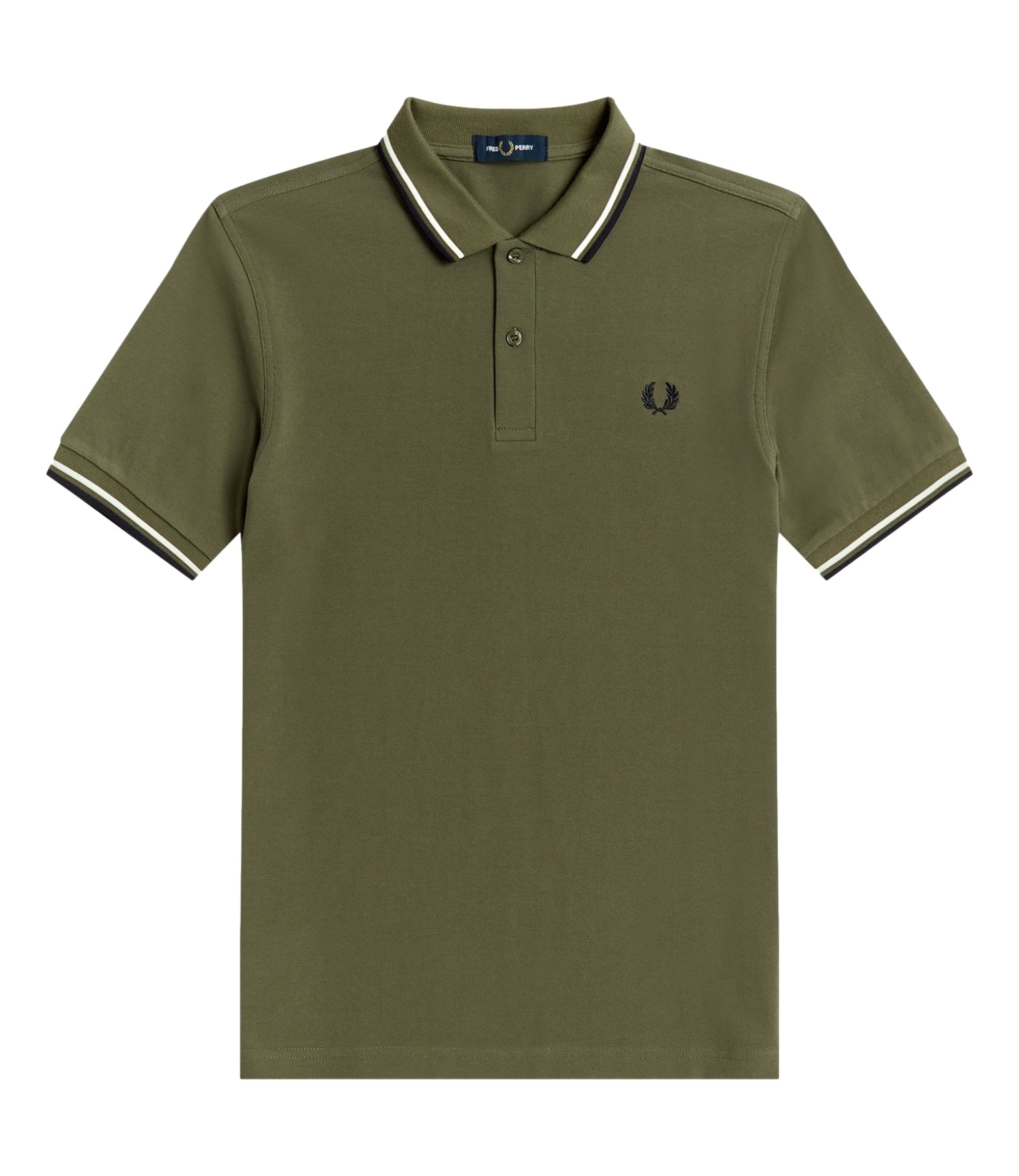 Buskruit bemanning Glad Fred Perry Polo Twin Tipped Military Green - OUTFITonline.nl