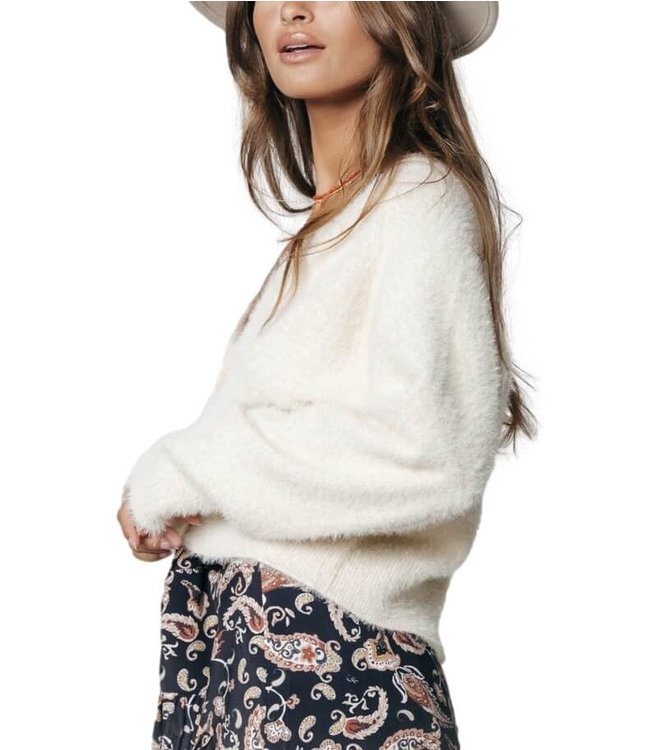 Colourful Rebel Aurora Knitted Cropped Cardigan Off White