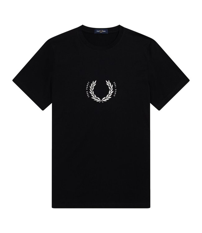Fred Perry T-Shirt mit aufgesticktem Branding und Kreis Schwarz
