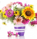 Garage Bouquet of bright flowers isolated on white