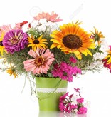 Garage Bouquet of bright flowers isolated on white