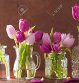 Vintage Purple tulip flowers bouquet in vase