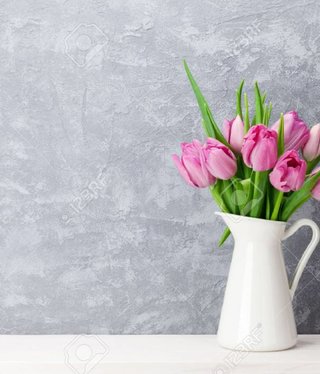 Fresh pink tulip flowers bouquet