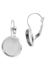 Metalen oorhanger voor cabochon 12mm Zilver 32530
