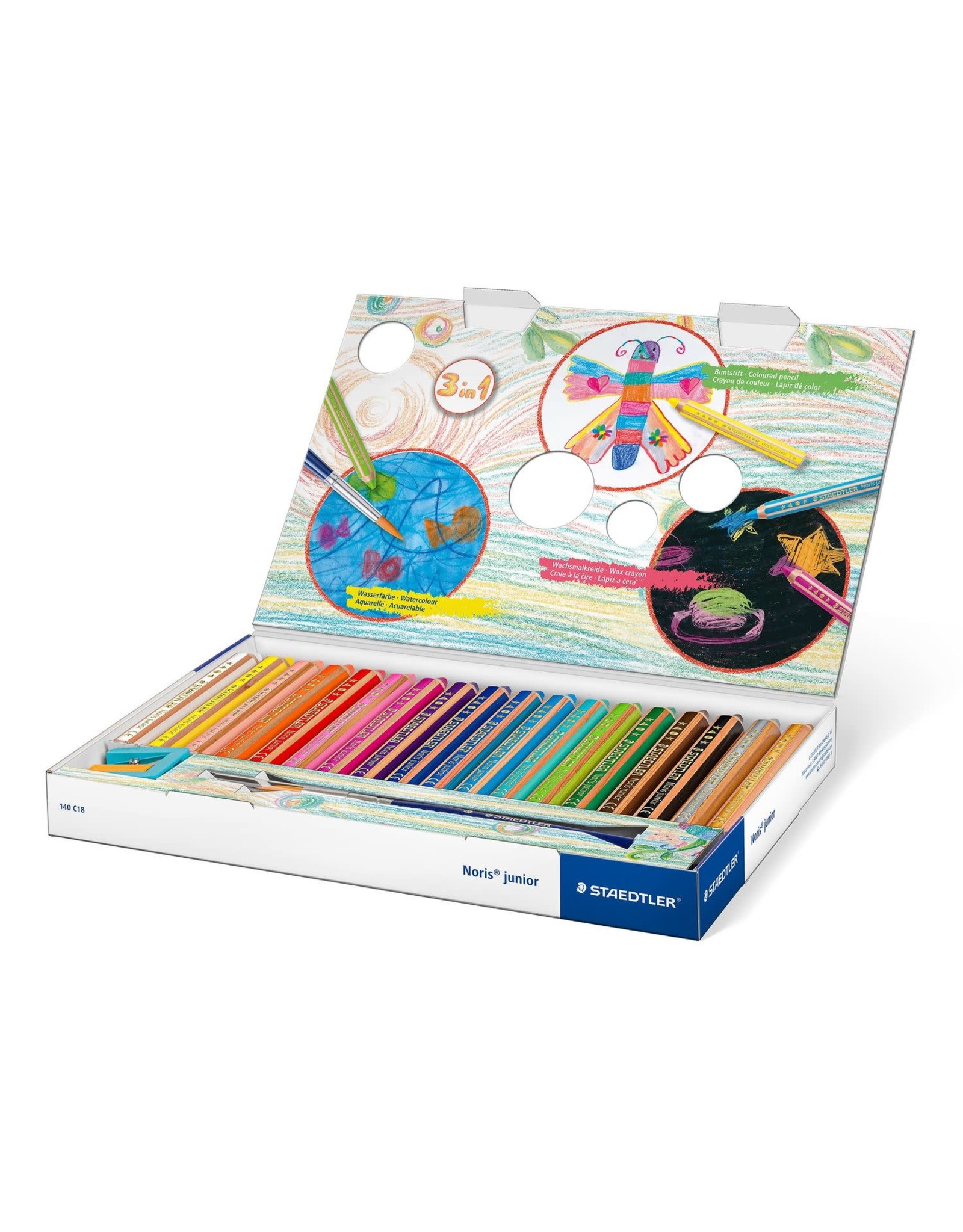Staedtler Noris 3 in 1 kleurpotlood - set 18stk + neon