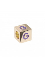 Rico Design Letterkraal kubus goud 10x10mm