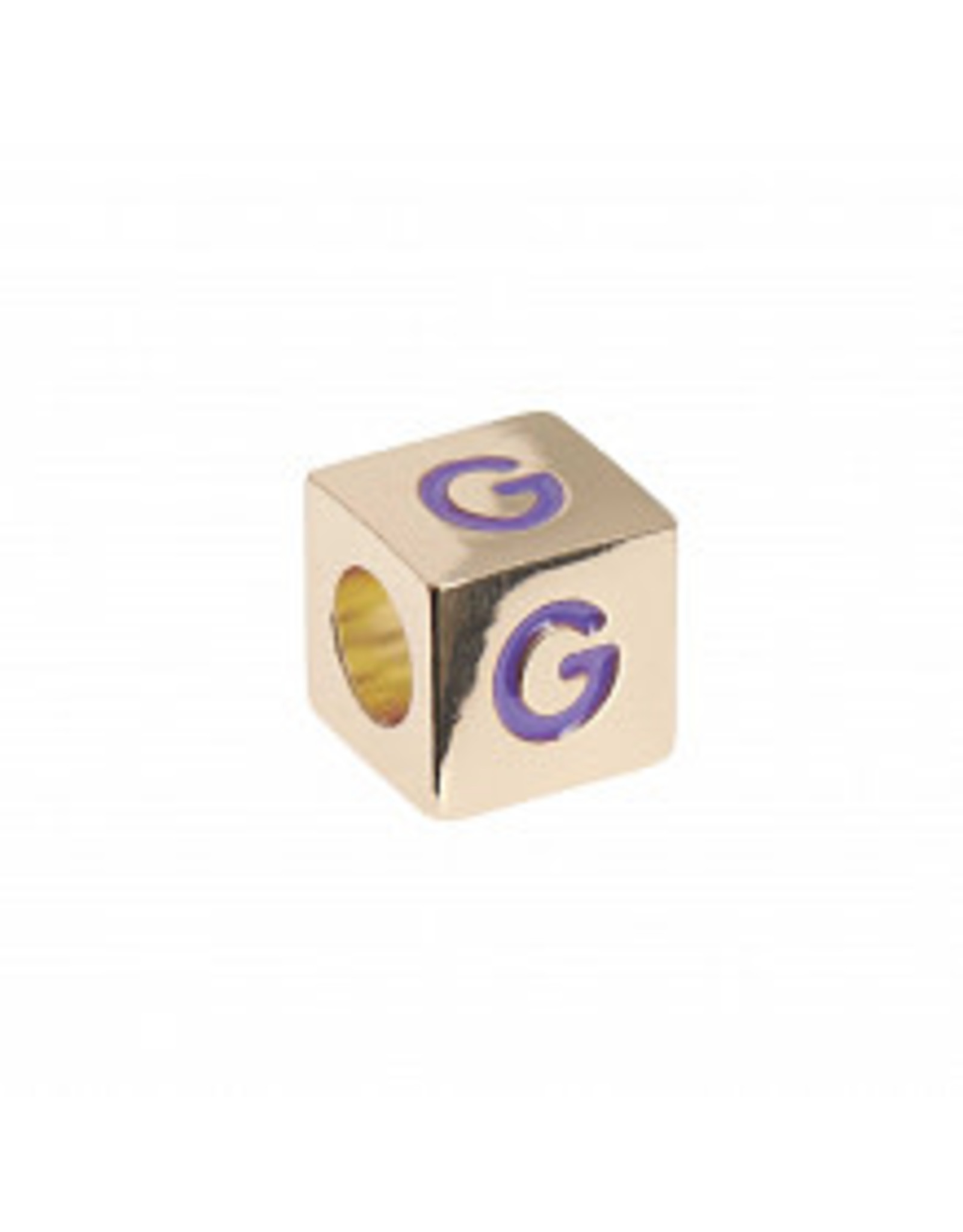 Rico Design Letterkraal kubus goud 10x10mm