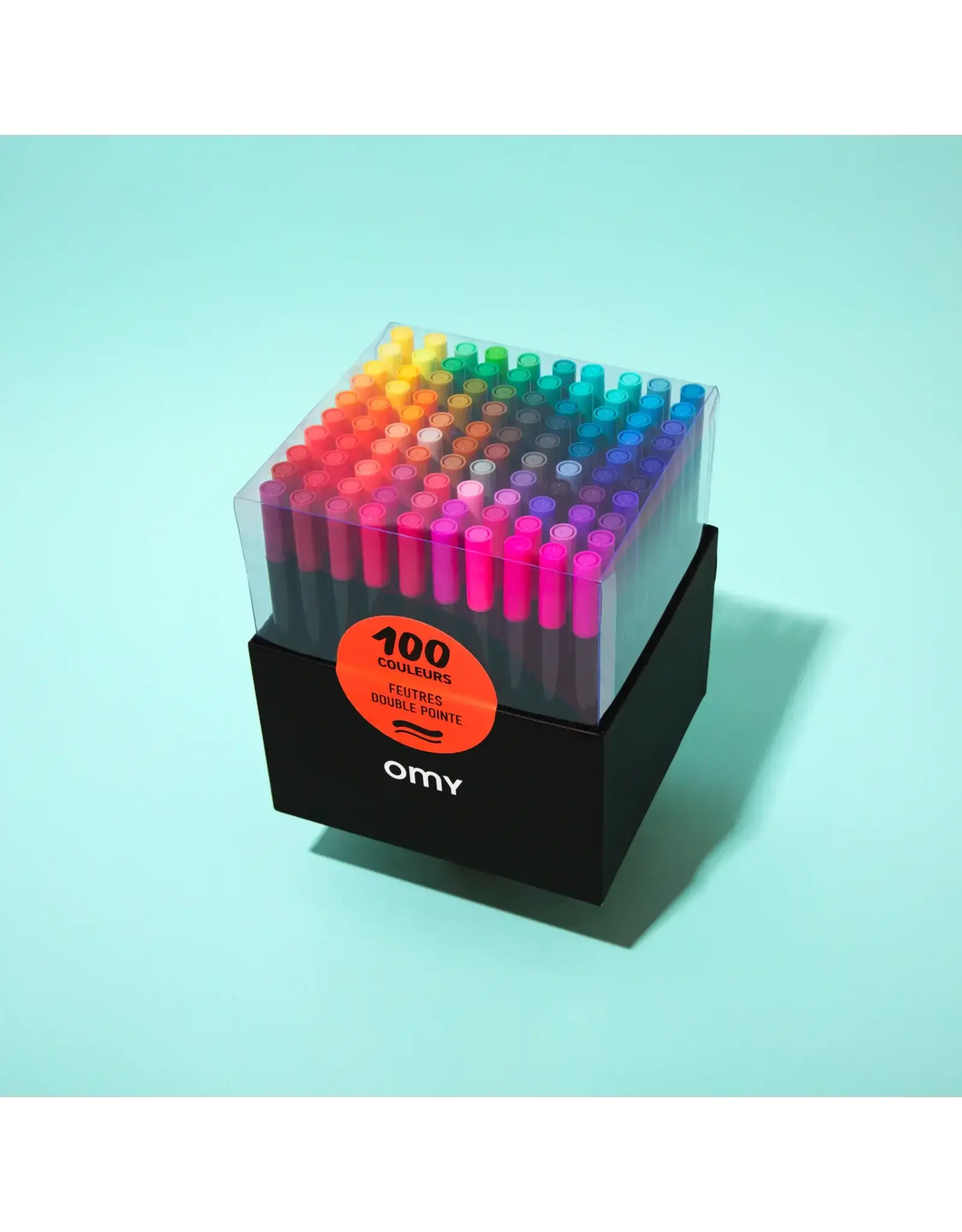 OMY Box 100 kleuren dubbel punt viltstiften