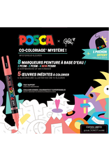 Posca Mystery co-colourings pakket 8 markers - 5 kleurplaten
