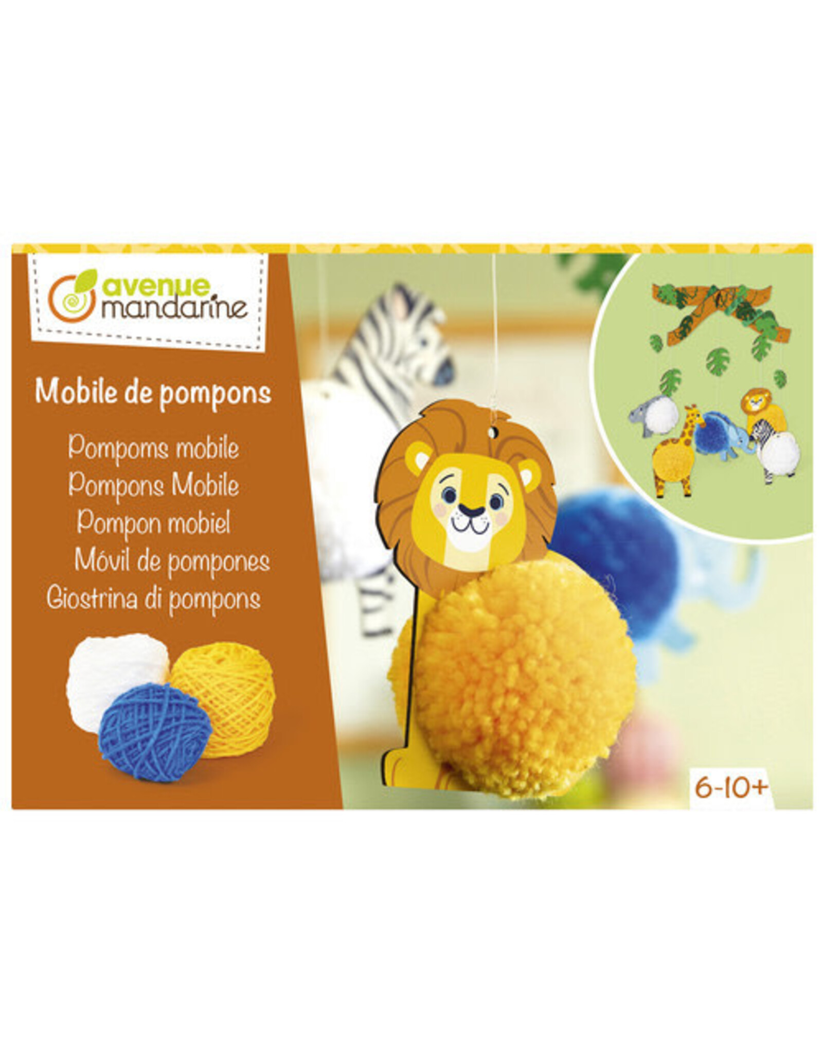 Avenue Mandarine Creatieve doos Pompon mobiel dieren